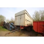 19ft 6in twin axle tractor drawn livestock trailer. Ex-lorry drag. With steel suspension and twin