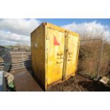 Secure site container. Approx 7ft 6in high, 6ft 5in wide and 5ft 10in long. V
