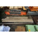 Large galvanised pipe and box section steel. V