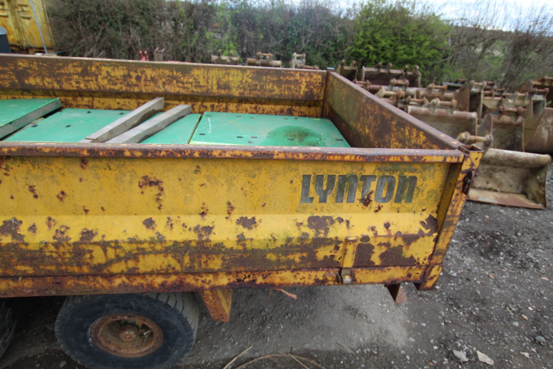 Lynton 10ft x 5ft twin axle trailer. With drop sides. Floor requires attention. V - Image 14 of 21