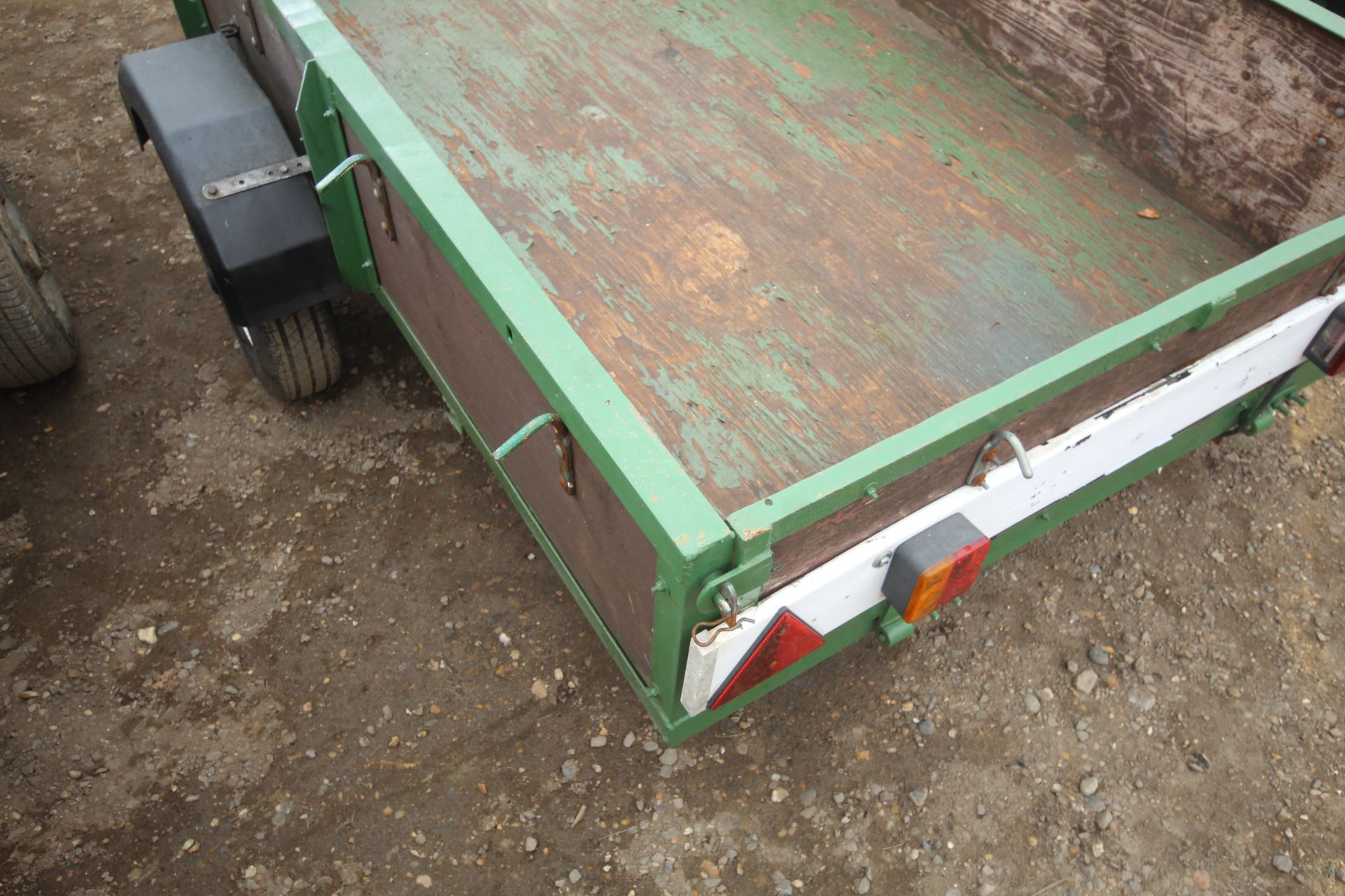 8ft x 4ft single axle car trailer. With ladder rack, lights and spare wheel. Key held. - Image 13 of 18