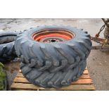 Pair of Goodyear 16.9x30 tyres on six stud centres. V