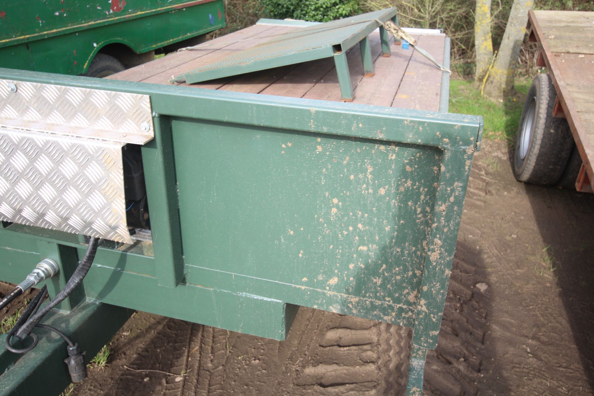 16ft twin axle engineer-built beaver tail low loader. With cheese wedge, ramps, oil brakes and - Image 8 of 20