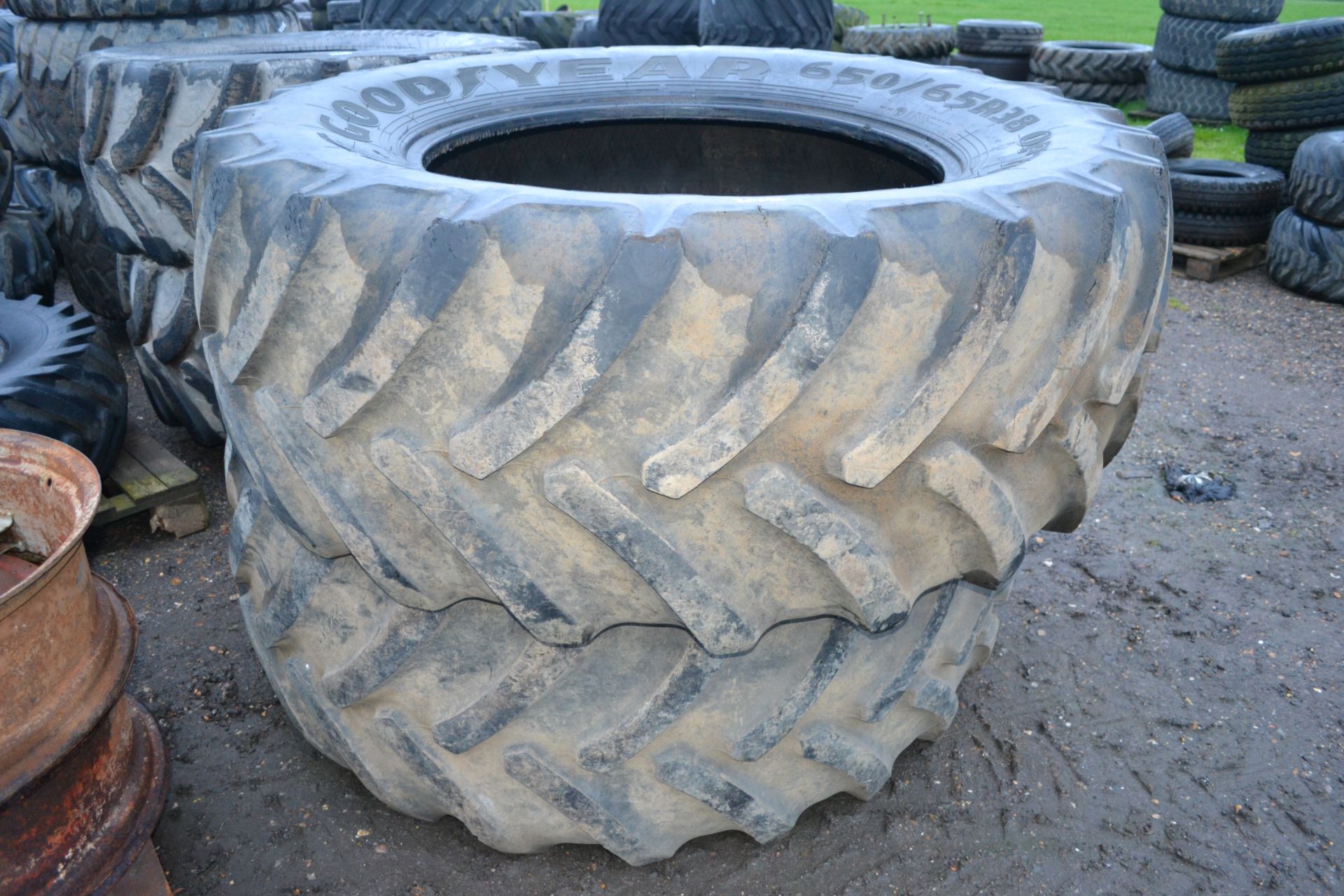 Pair of Good Year 650/65R38 tyres. V - Image 2 of 5