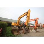 Hyundai Rolex 130 14T LCD-3 steel track excavator. Showing 4,963 hours. 20xx. With two buckets, twin