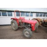 Massey Ferguson 35X 2WD tractor. 1963. Serial number SNMY313859. 11-28 rear wheels and tyres.