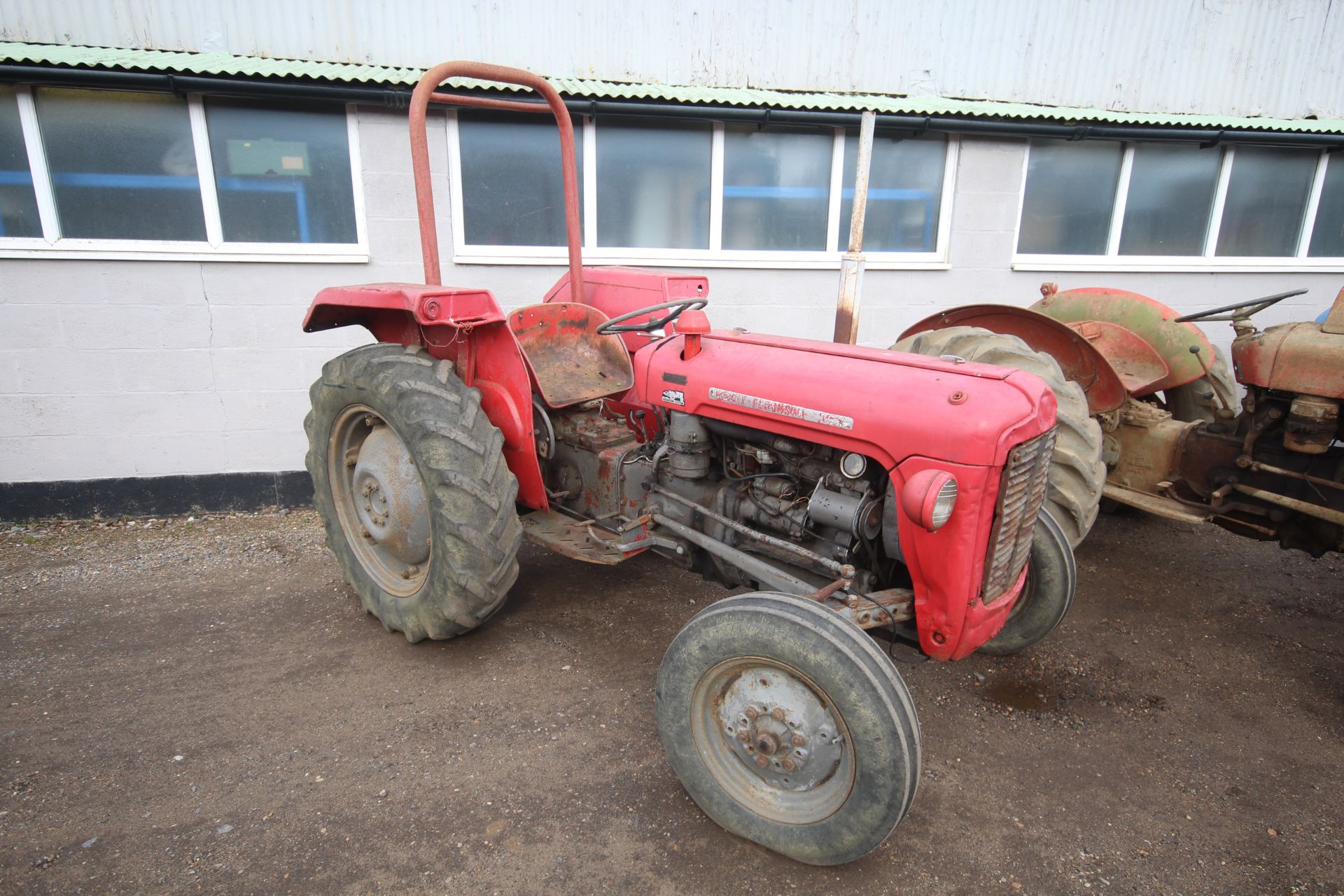 Massey Ferguson 35X 2WD tractor. 1963. Serial number SNMY313859. 11-28 rear wheels and tyres.