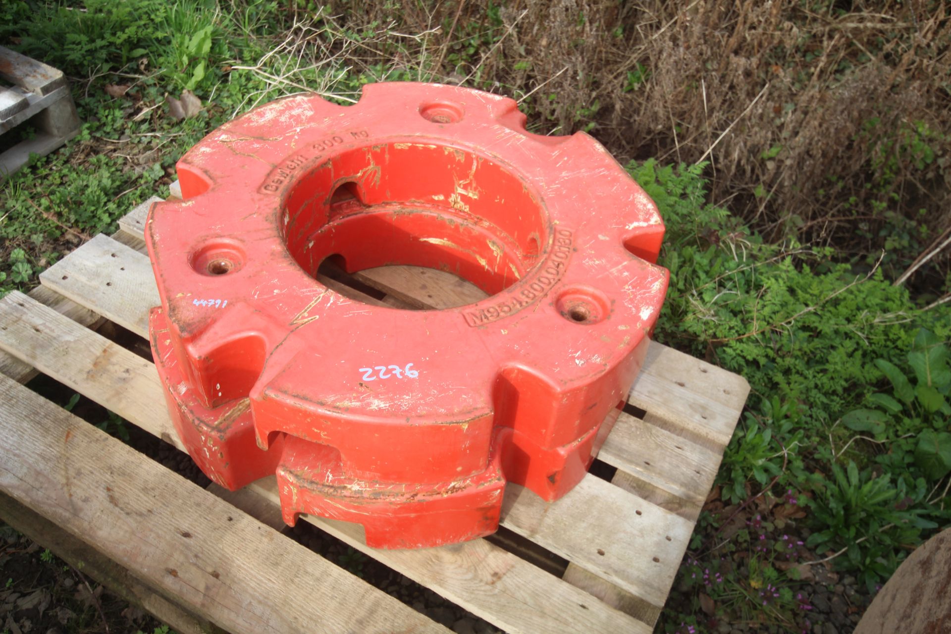 Pair of Fendt 300kg rear wheel weights.