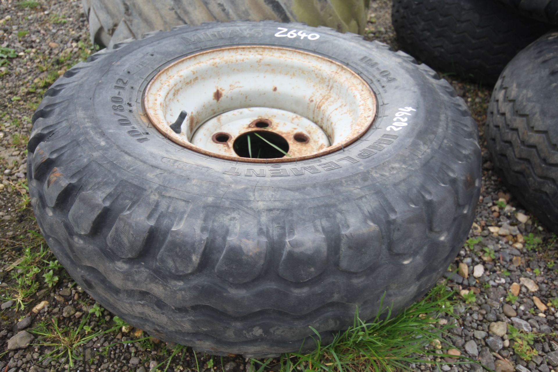 10.0/80-12 trailer wheel and tyre. V - Image 2 of 4