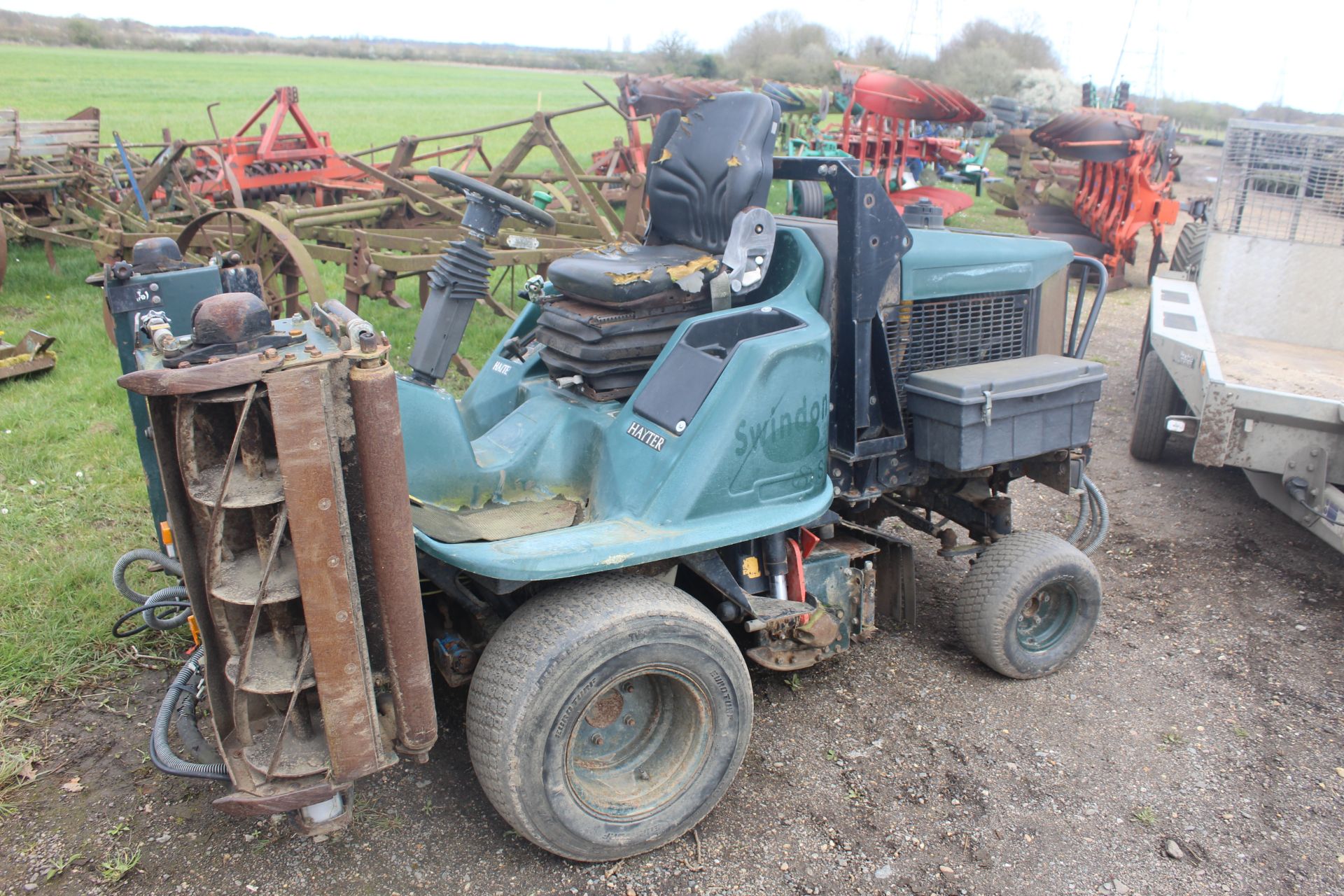 Hayter LT324 4WD ride-on triple gang cylinder mower. Registration KE03 GYG. Date of first