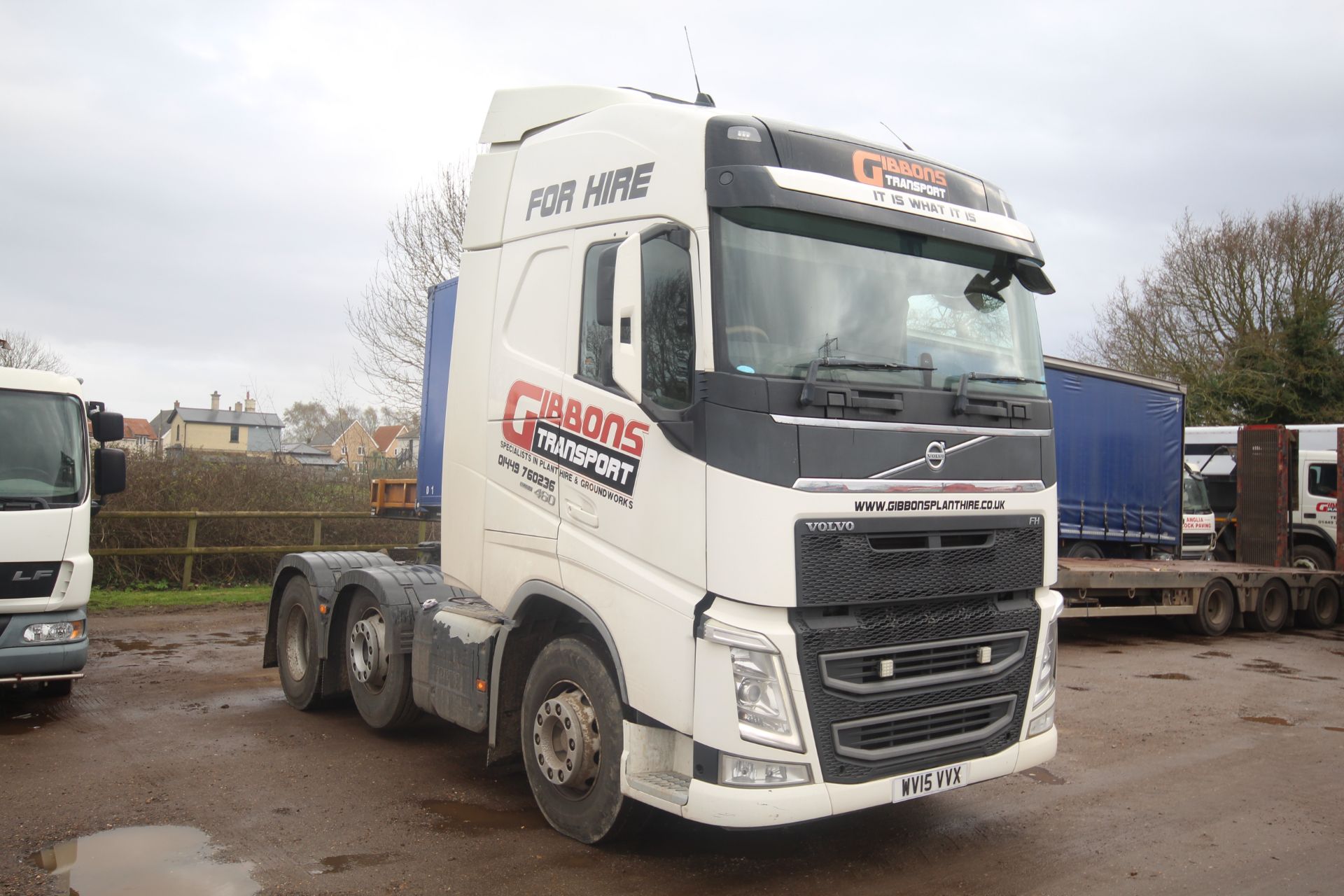 Volvo FH 460 6x2 Euro-6 auto mid-lift 44T unit. Registration WV15 VVX. Date of first registration