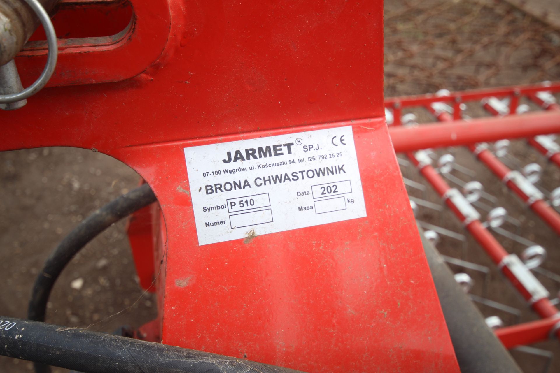 Jarmet 6m hydraulic folding grass harrow. - Image 3 of 16