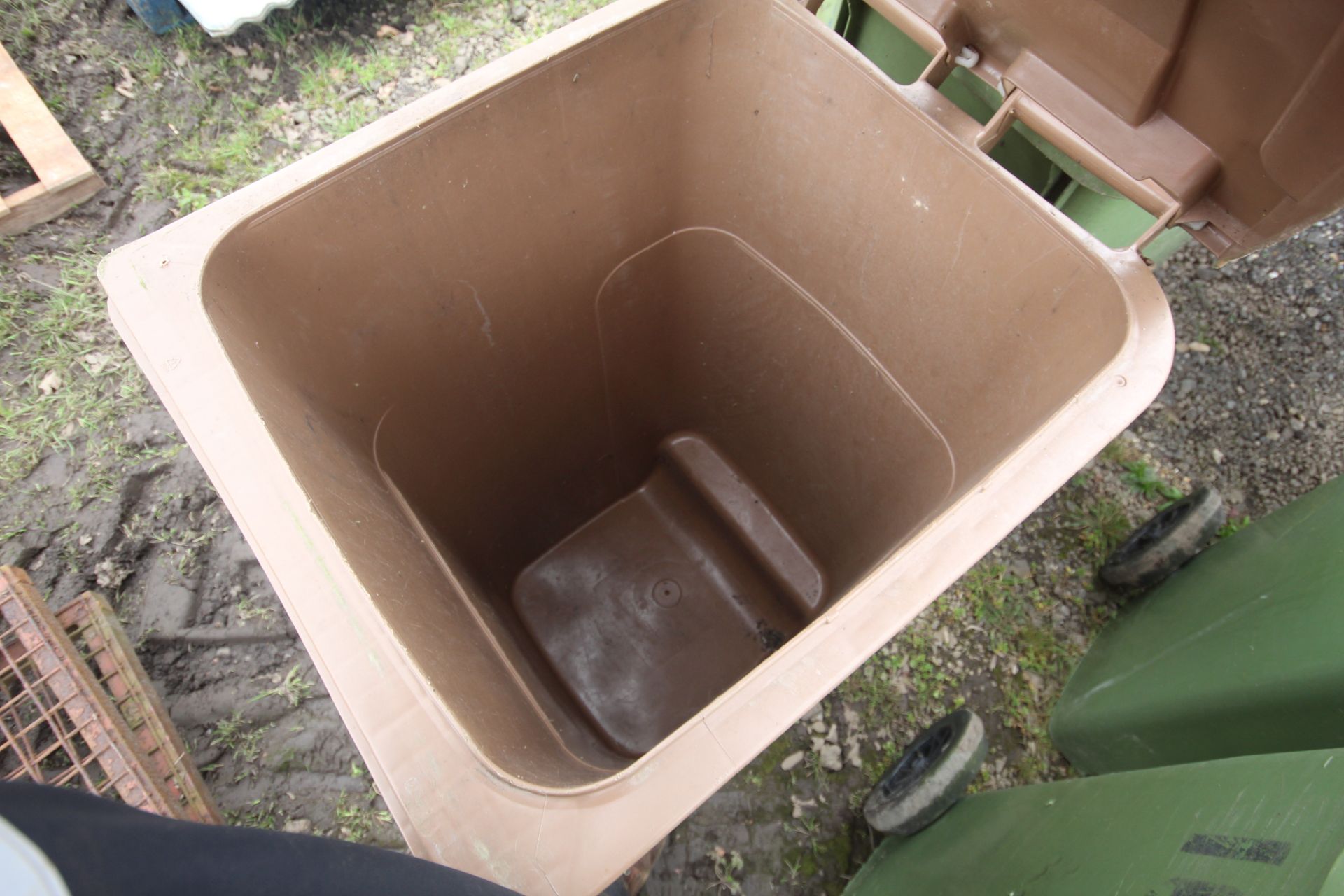 Green and brown wheelie bins. - Image 3 of 4