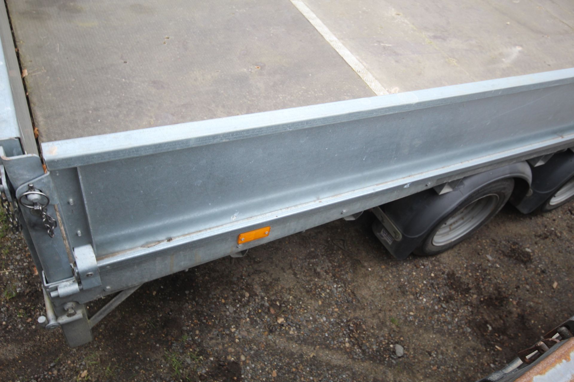 Ifor Williams 2CB LM147 B2 14ft twin axle beavertail trailer. With drop sides and alloy ramps. Key - Image 15 of 35