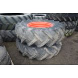 Pair of Fordson Major 18.4/15-30 rear wheels and tyres.