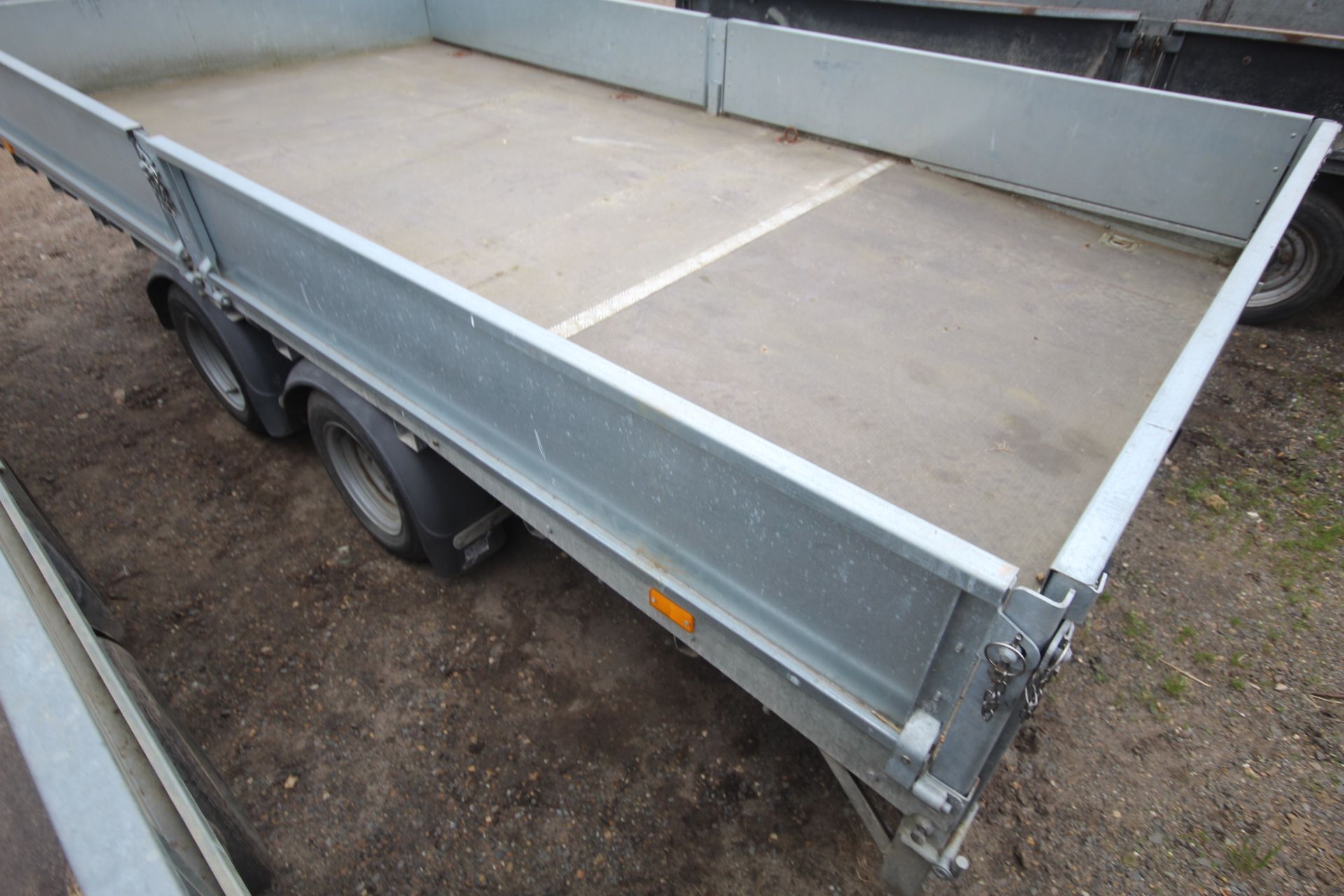 Ifor Williams 2CB LM147 B2 14ft twin axle beavertail trailer. With drop sides and alloy ramps. Key - Image 22 of 35