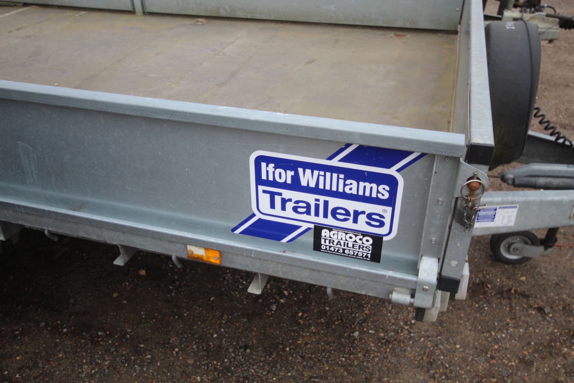 Ifor Williams 2CB LM147 B2 14ft twin axle beavertail trailer. With drop sides and alloy ramps. Key - Image 6 of 35