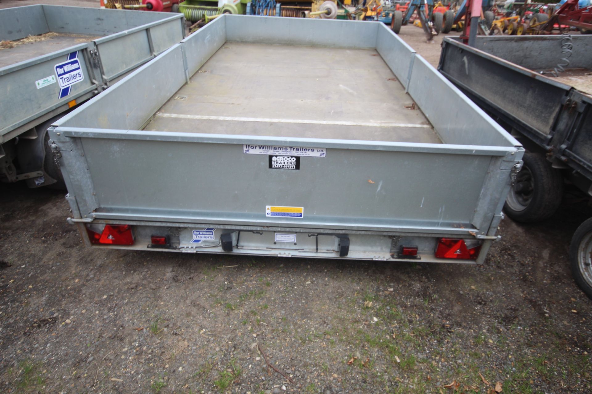 Ifor Williams 2CB LM147 B2 14ft twin axle beavertail trailer. With drop sides and alloy ramps. Key - Image 19 of 35