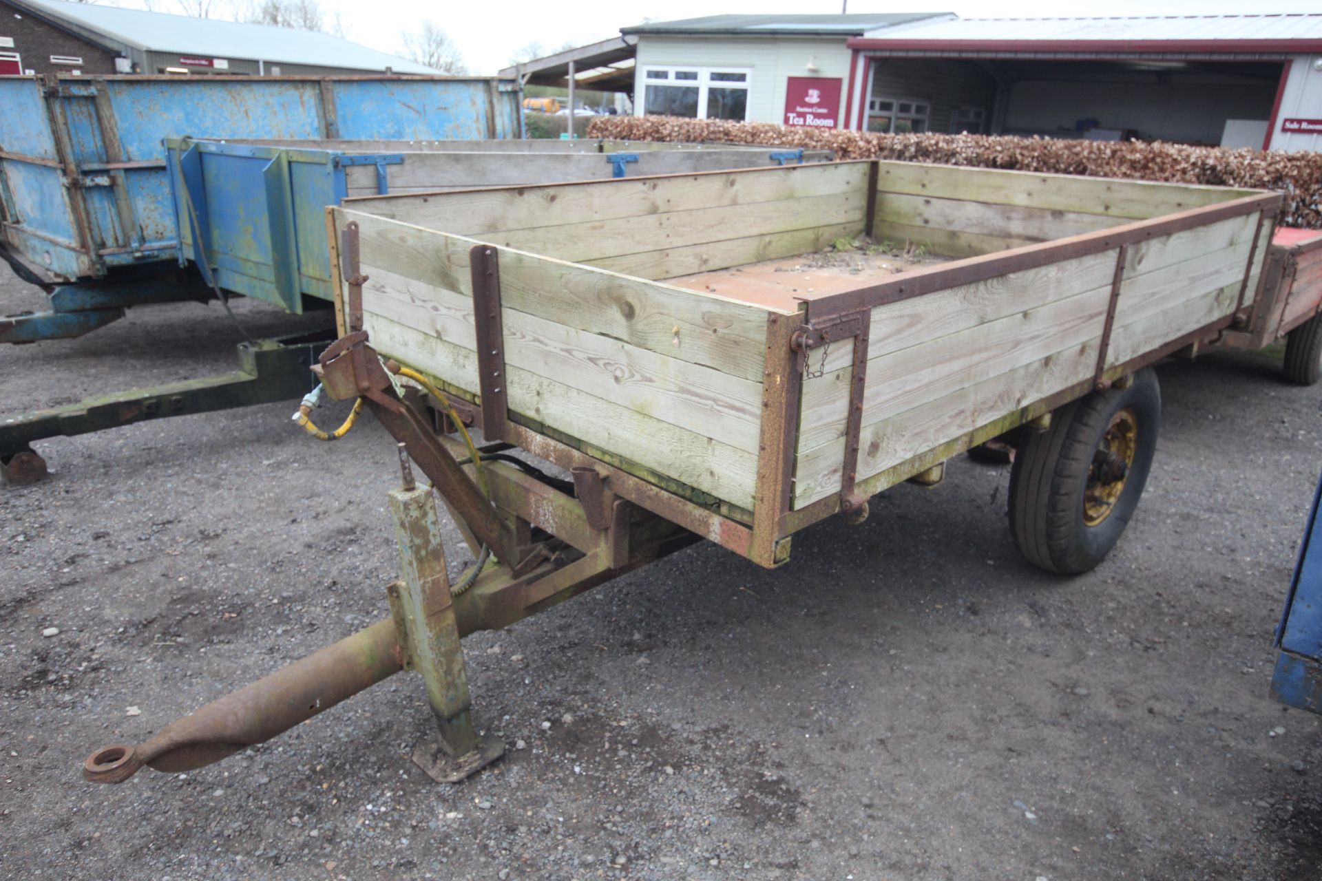 Youngman 3T single axle tipping trailer.