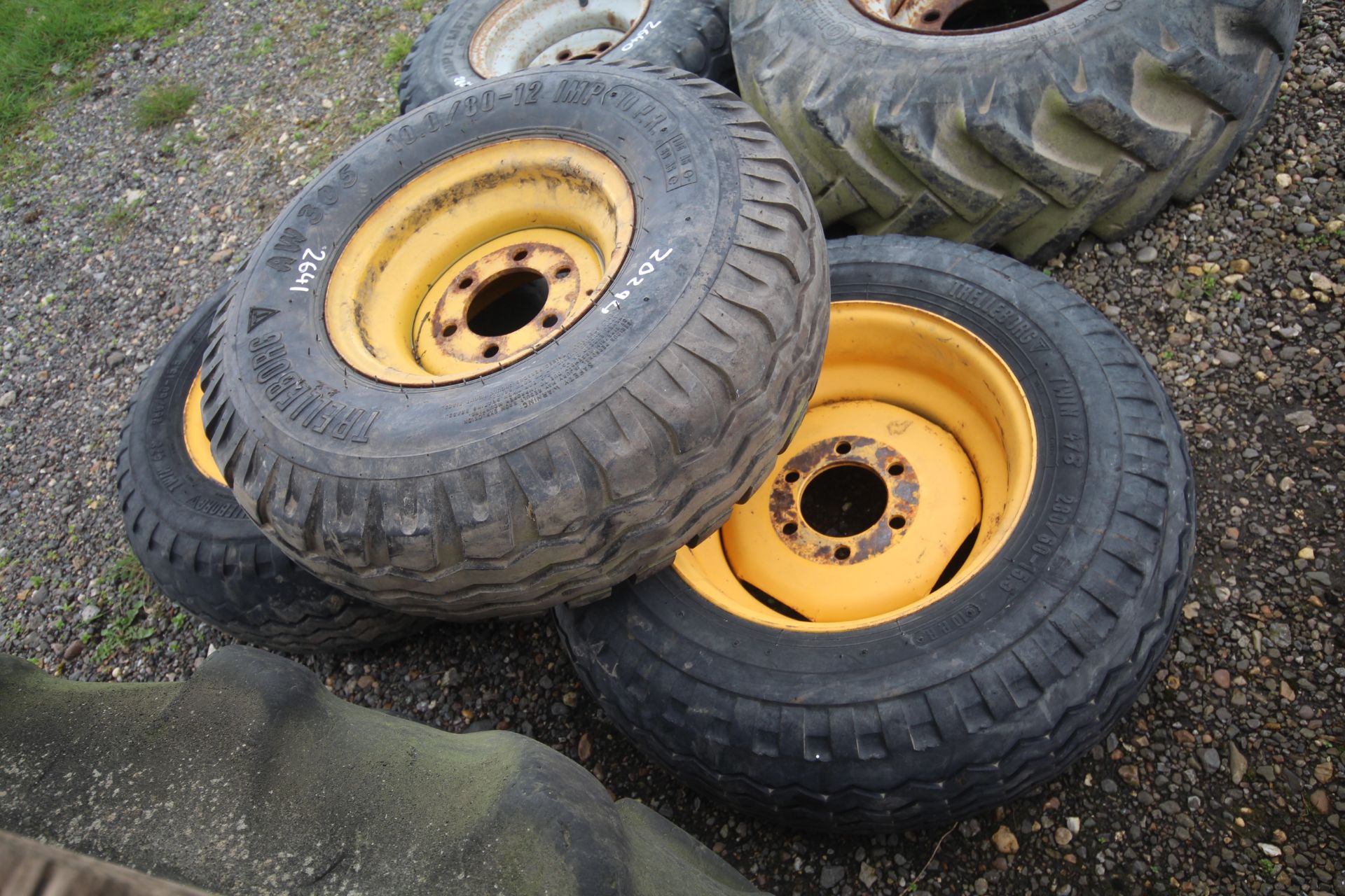 3x trailer wheels and tyres. V - Image 2 of 4