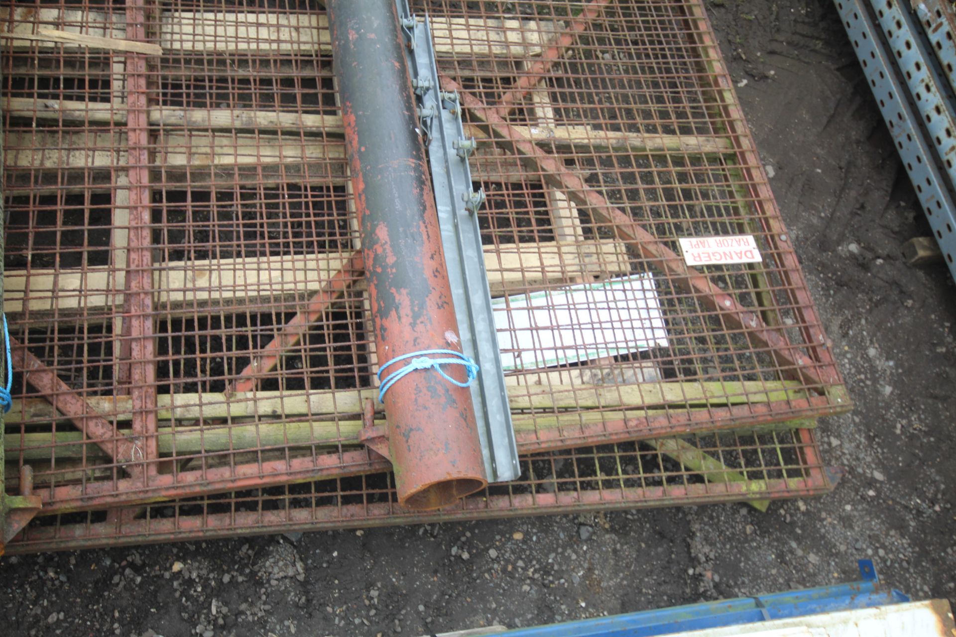 Pair of metal/ mesh gates. Approximately 3m x 1.8m. With posts (cut at ground level). - Image 5 of 5