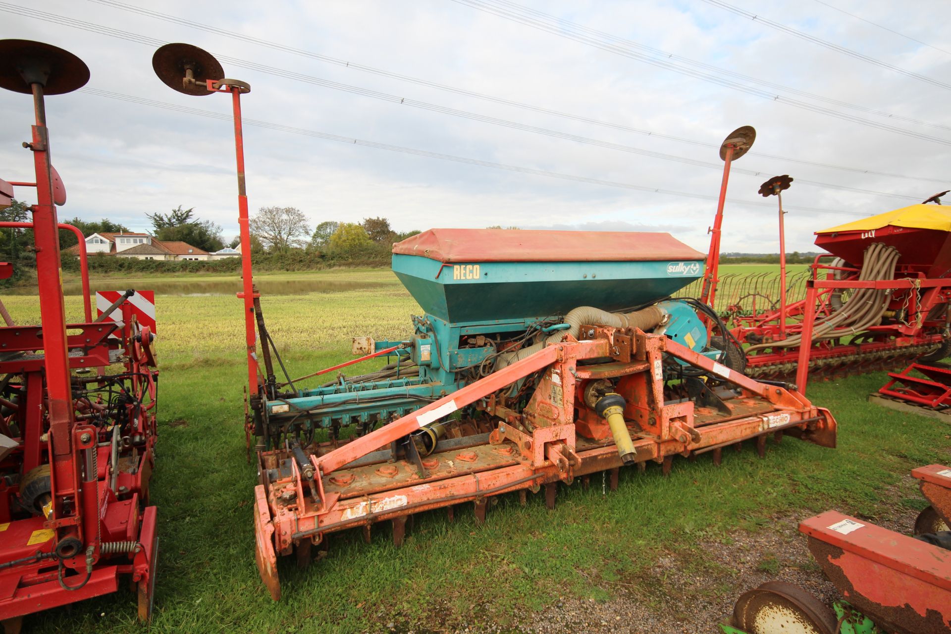 Maschio/ Sulky drill 4m combination. Comprising Maschio DM4000 power harrow coupled to Sulky SPI