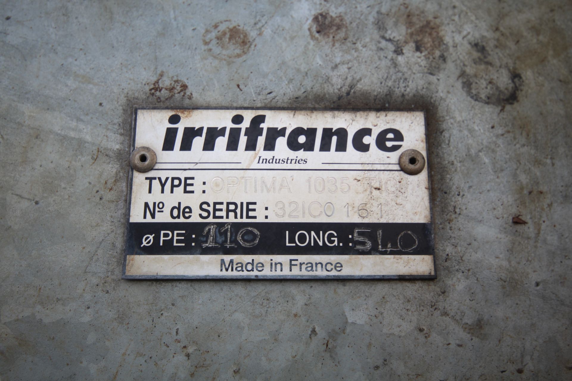 Irrifrance Javelin Optima 1035 110/550 irrigator. Owned from new. Used 2023 season. V - Image 40 of 42
