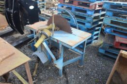Dening PTO driven linkage mounted cast iron saw bench.