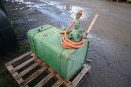 Steel diesel tank (ex lorry). Fitted with rotary fuel pump.