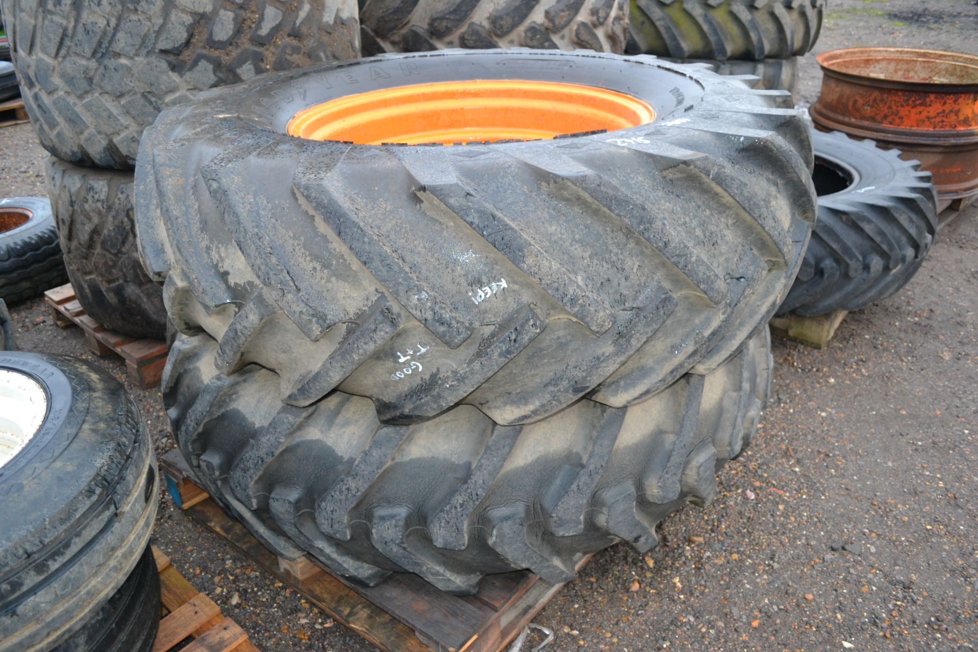 Pair of Fordson Major 30in rear wheels and 18.4/15-30 tyres.