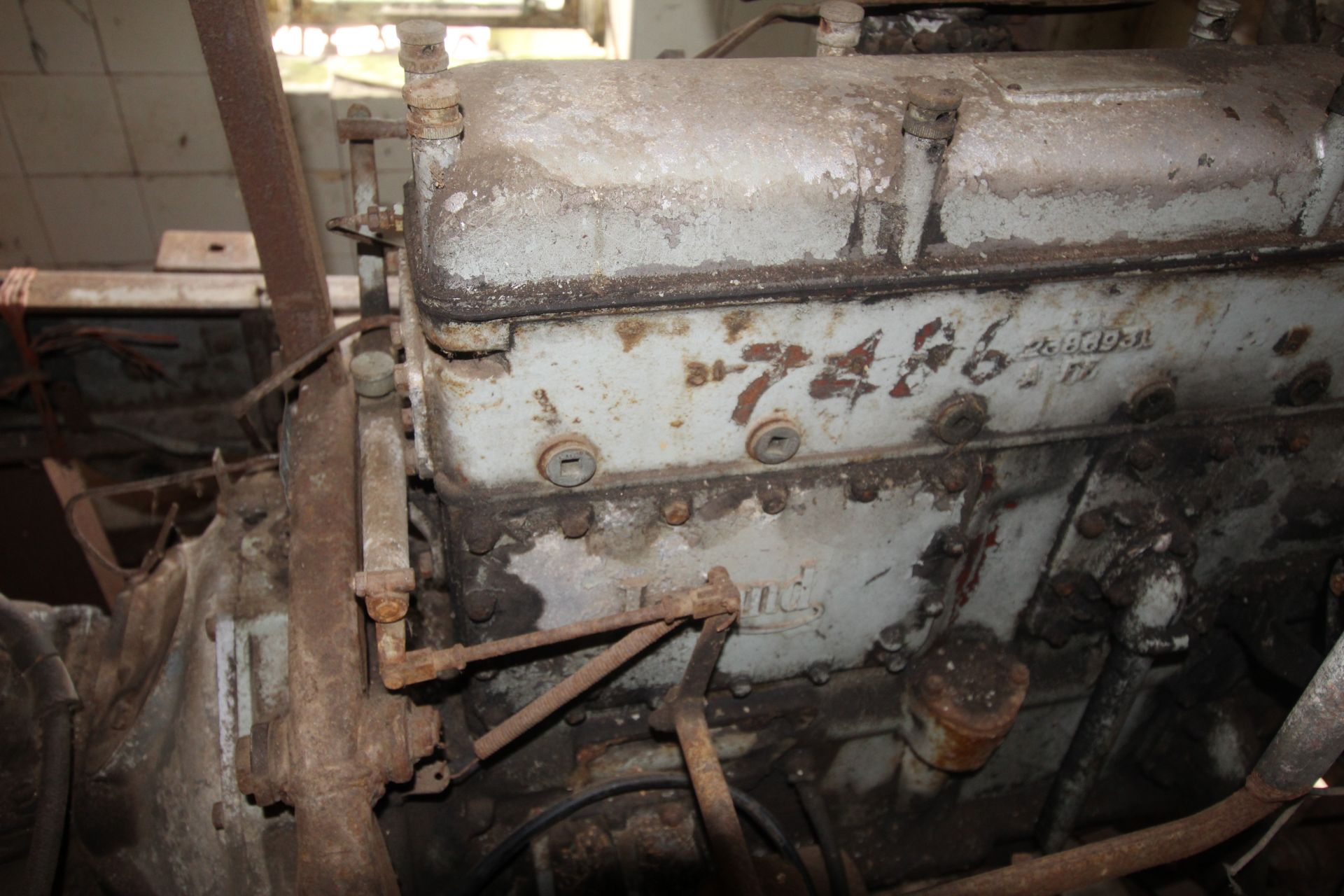 Leyland Comet six-cylinder diesel engine and gearbox. Previously used for driving grain fan. To be - Image 10 of 13