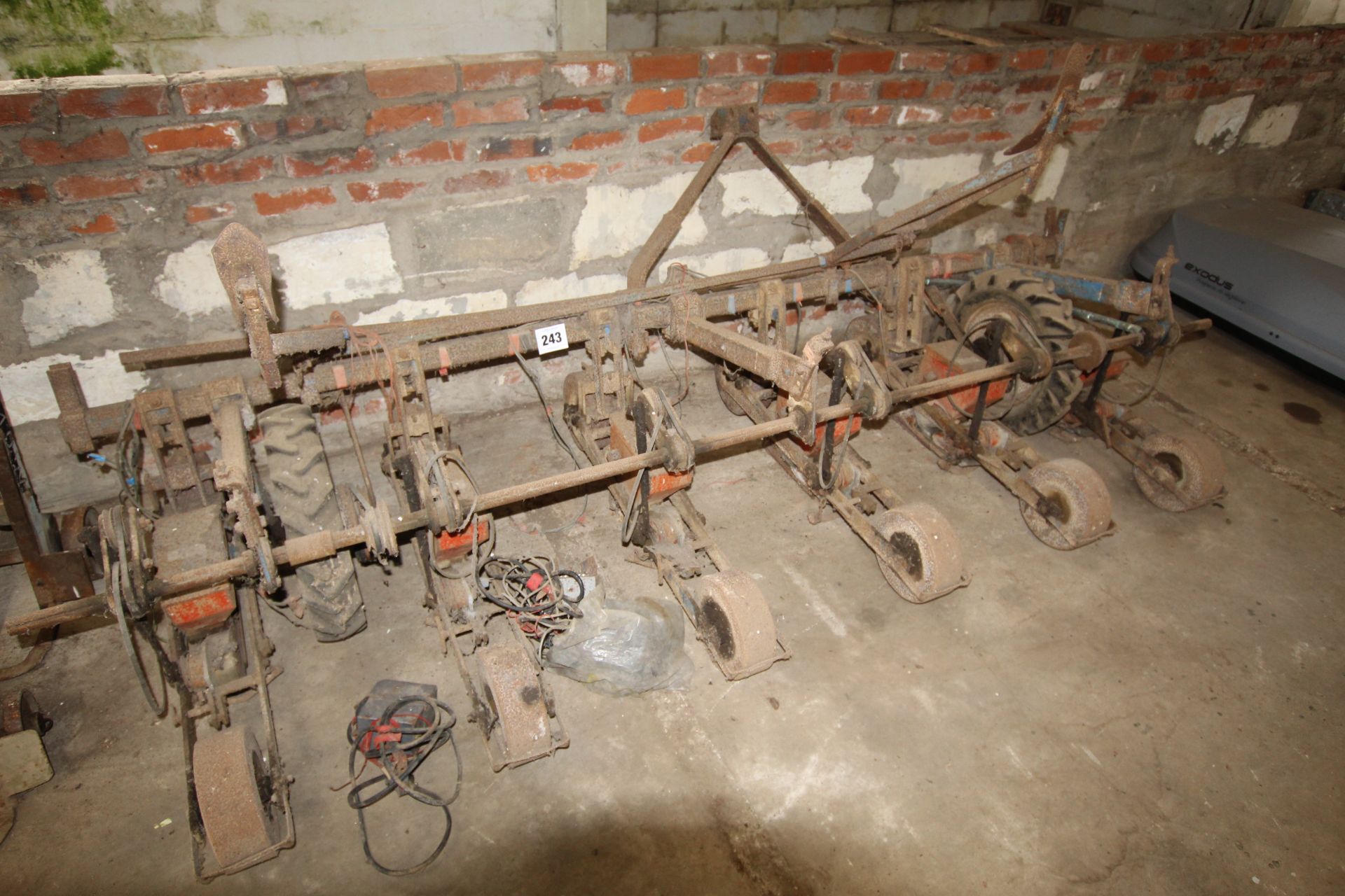 Stanhay six row mounted beet drill. With bout markers.