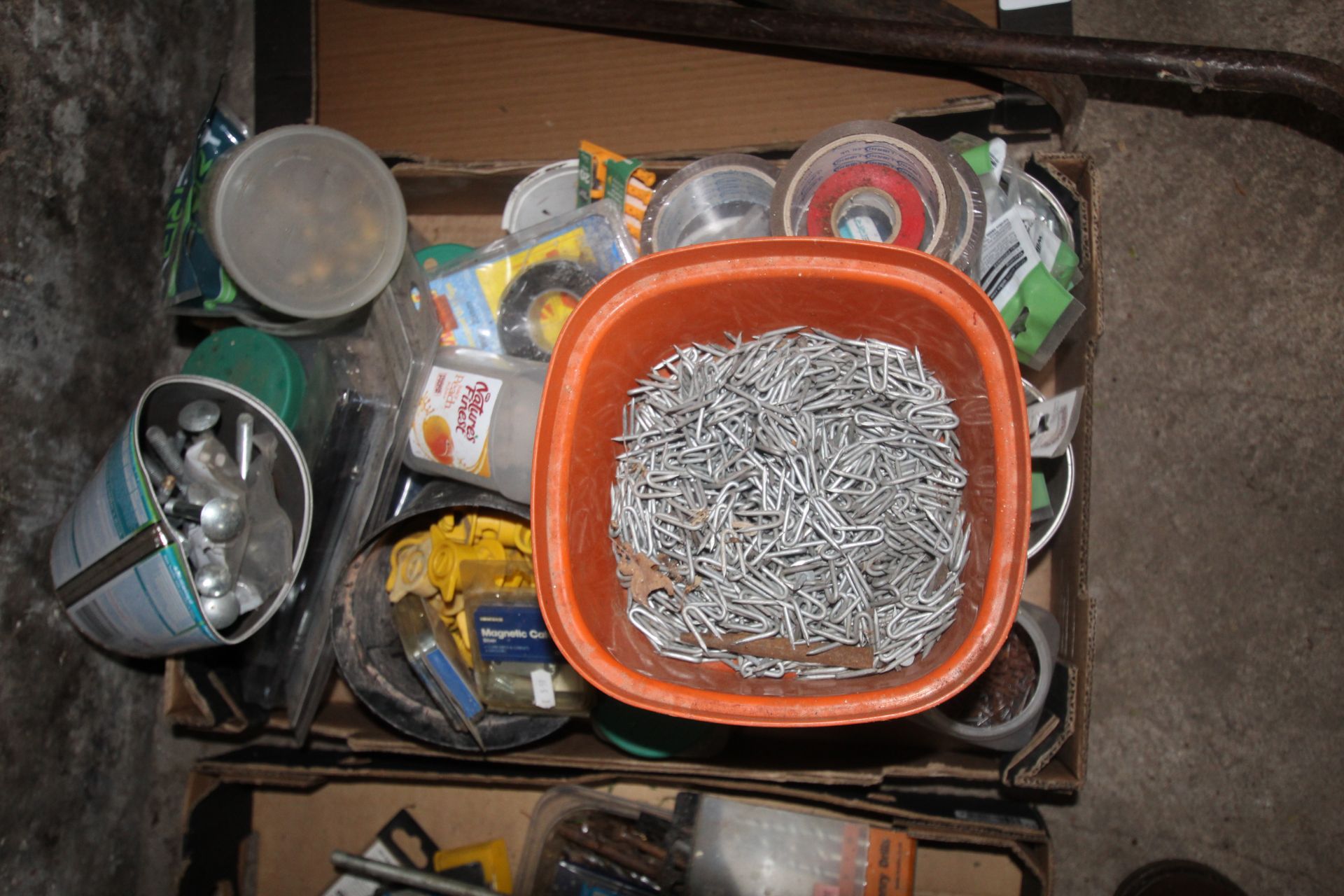 Various fasteners including staples, nails, coach