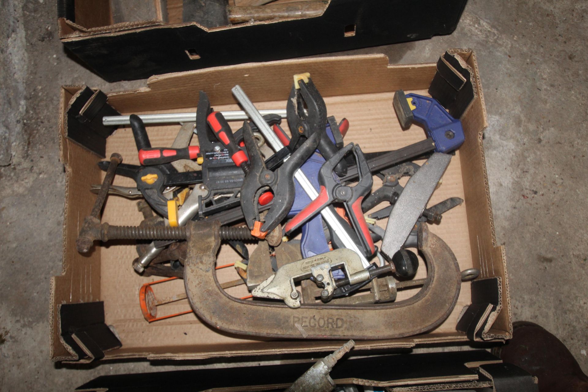 Tray of various clamps etc.