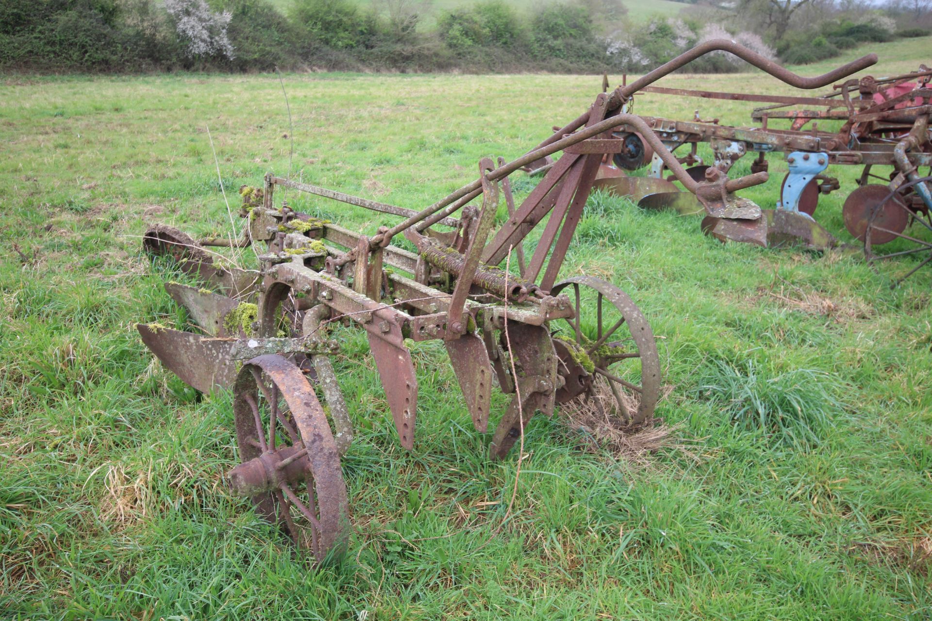 Ransomes three furrow trailed plough (no drawbar).