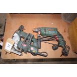 Bosch drill and Metabo jigsaw.