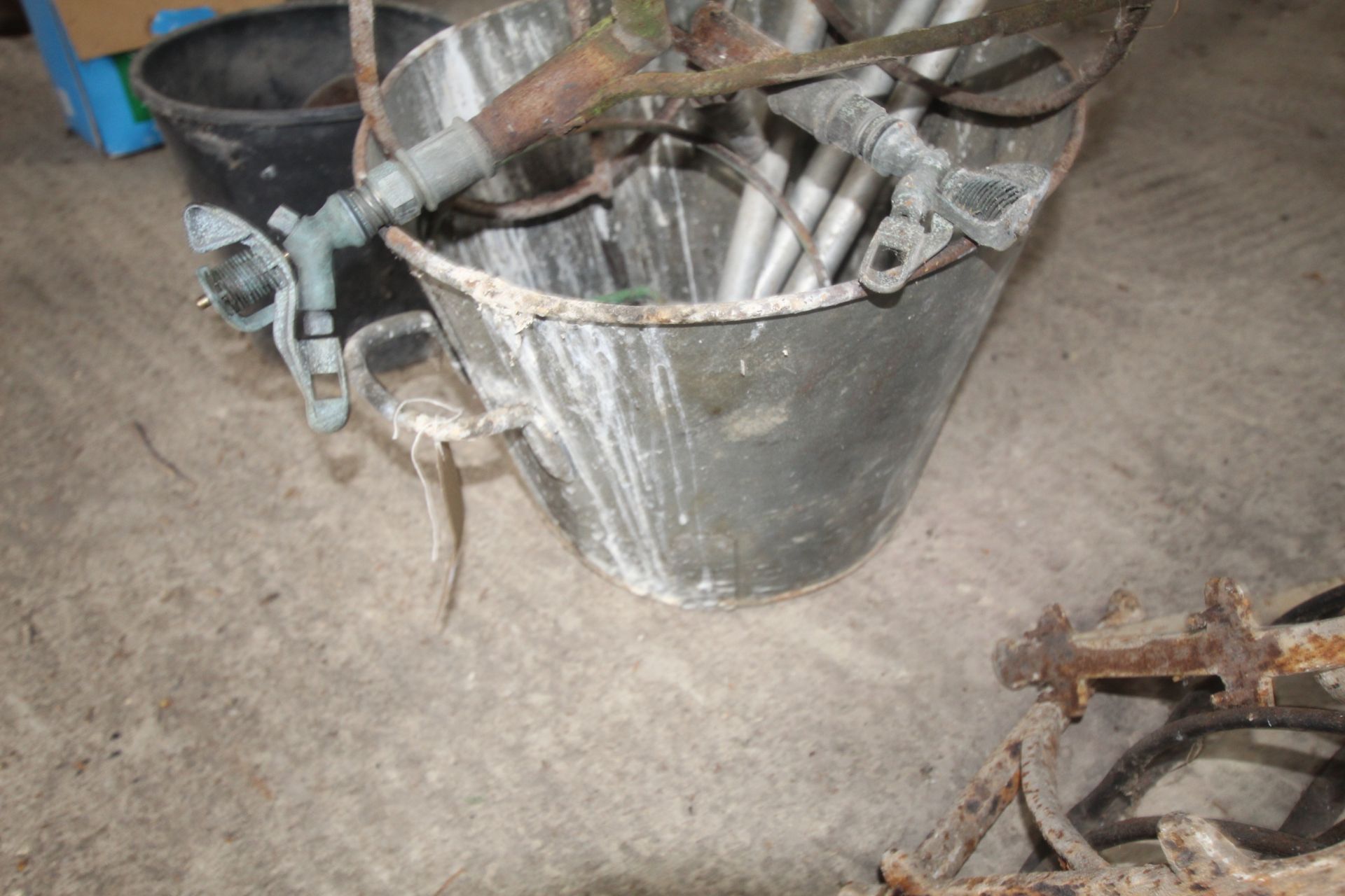 Galvanised pale containing various large sprinklers. - Image 2 of 2