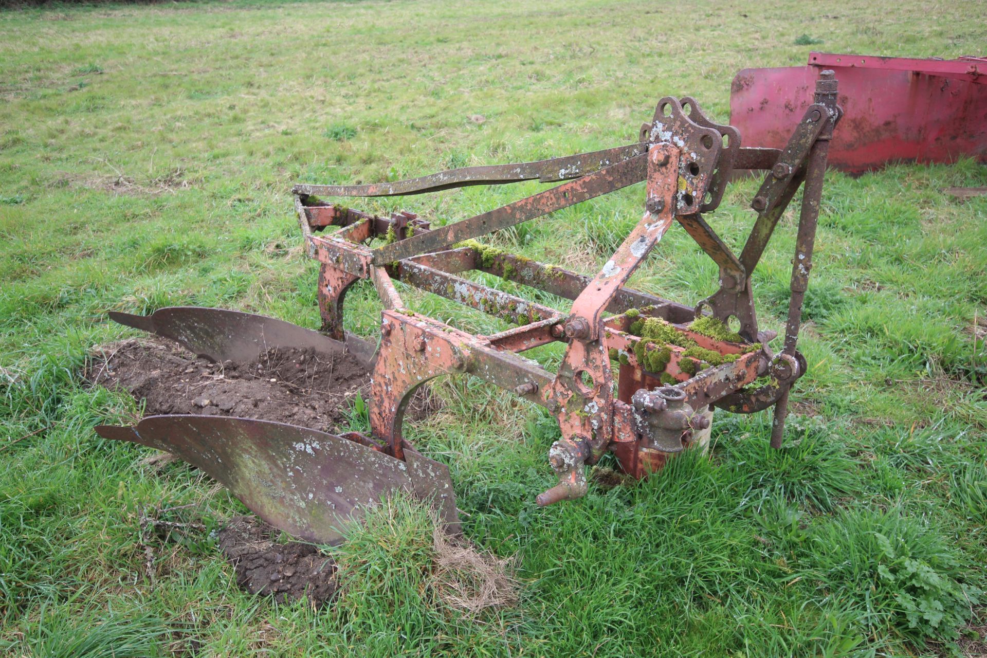 Ransomes three furrow conventional plough. Converted to two furrow.