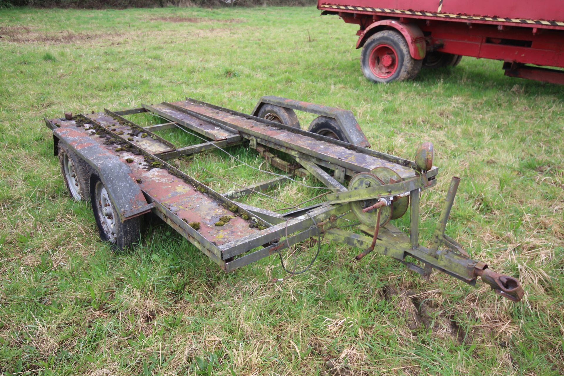 12ft twin axle car trailer. With ramps. Requires attention.