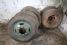 6x various lorry twin wheels and tyres.