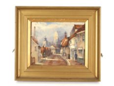 W.S. Pierpoint, study of a street scene with figures going about their business, signed oil on