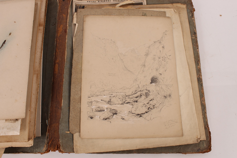 An interesting 19th Century folio containing small Norwich school oil on panel of a windmill; oil on - Image 53 of 80