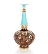 A Royal Doulton Slaters patent baluster vase, having turquoise elongated neck, 28cm high
