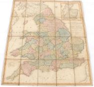A folding map on cloth of England, Wales and Scotland, dated 1801, W Faden Geographer to His Majesty