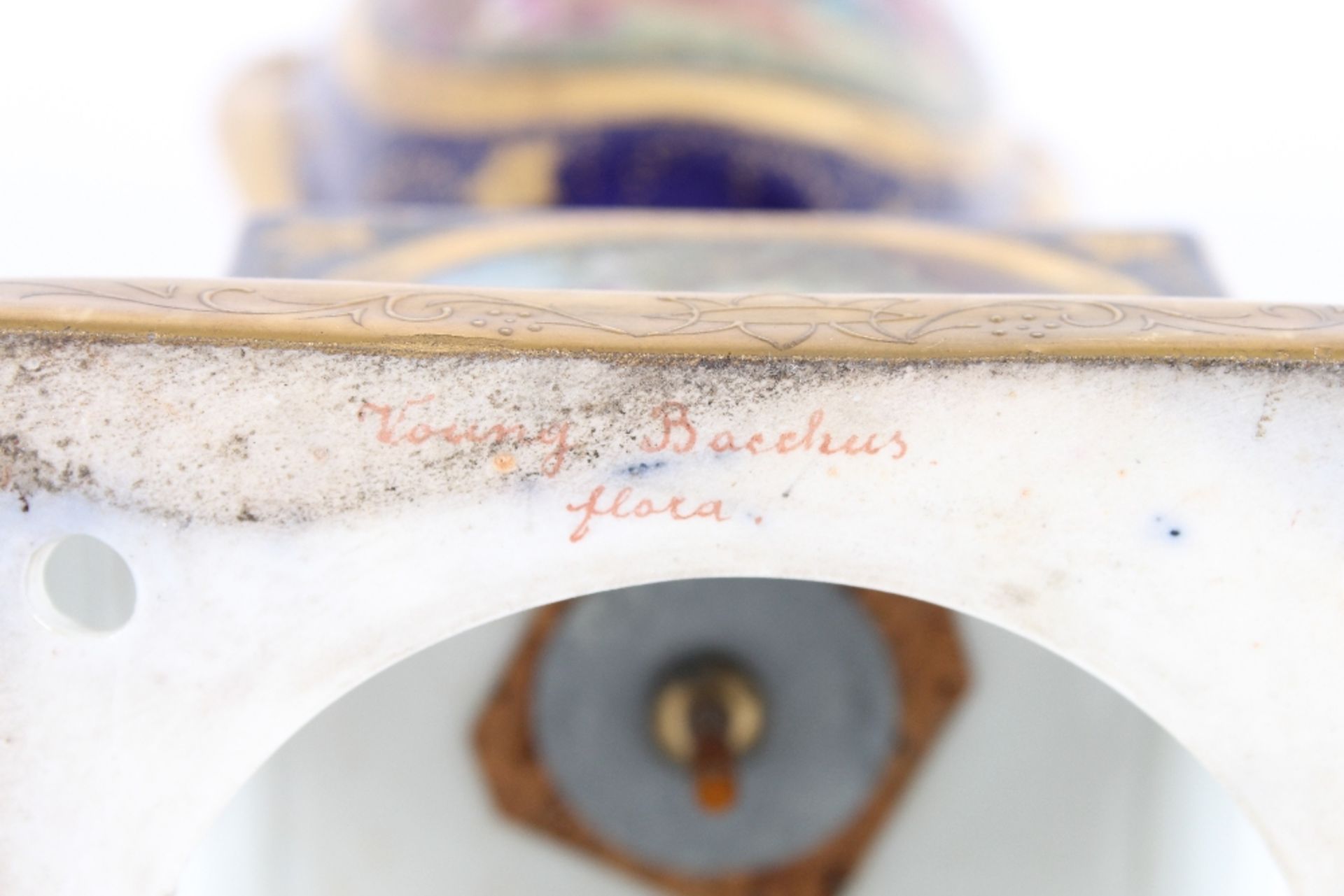 A late 19th Century Vienna porcelain vase on plinth, decorated with an oval panel of maidens and - Image 8 of 8