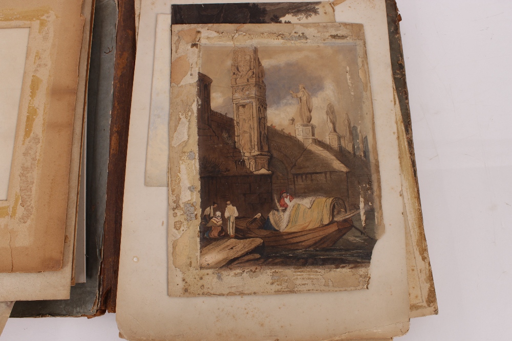 An interesting 19th Century folio containing small Norwich school oil on panel of a windmill; oil on - Image 19 of 80