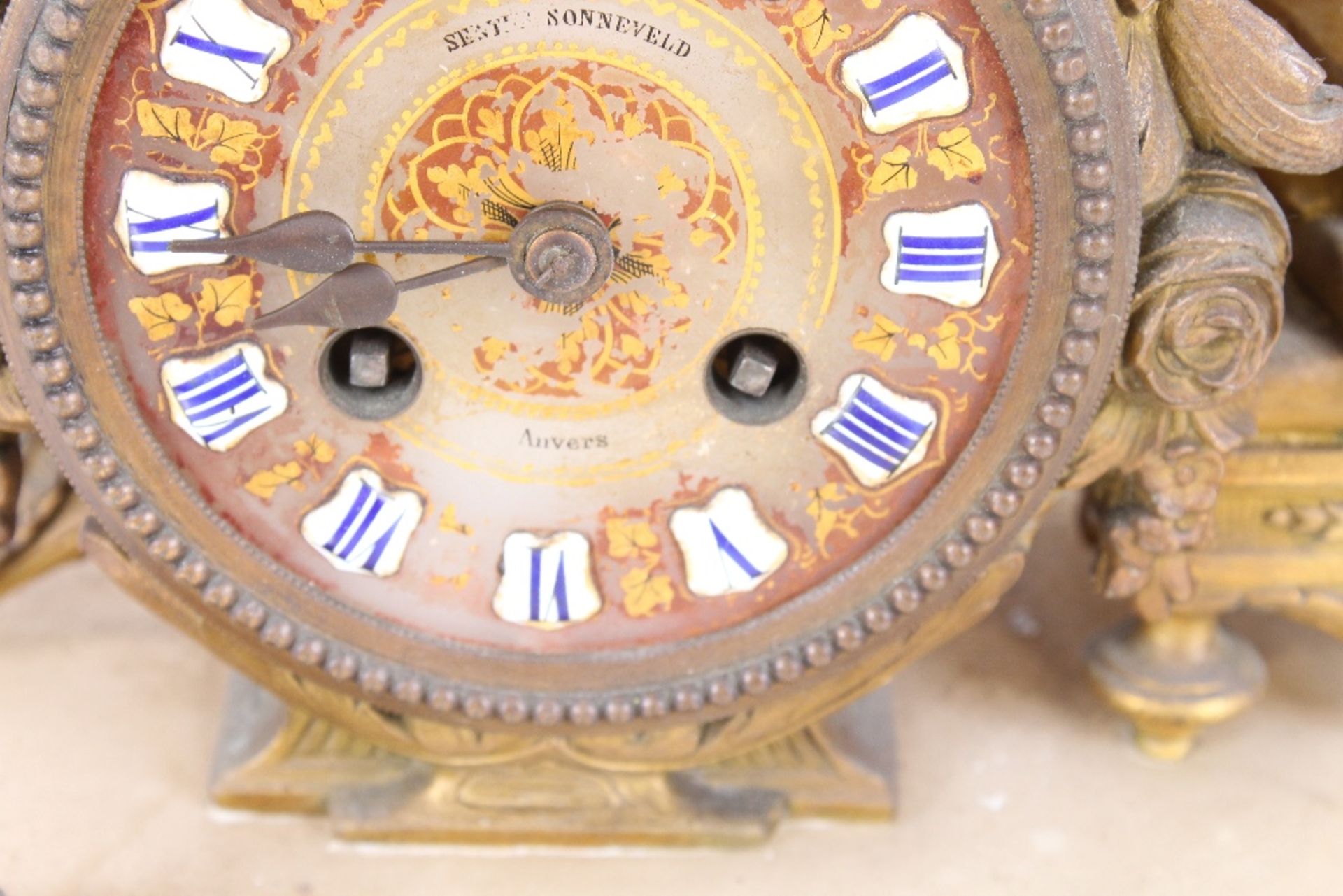 A 19th Century marble and gilt metal mantel clock, the drum shaped dial and movement surmounted by a - Image 6 of 14