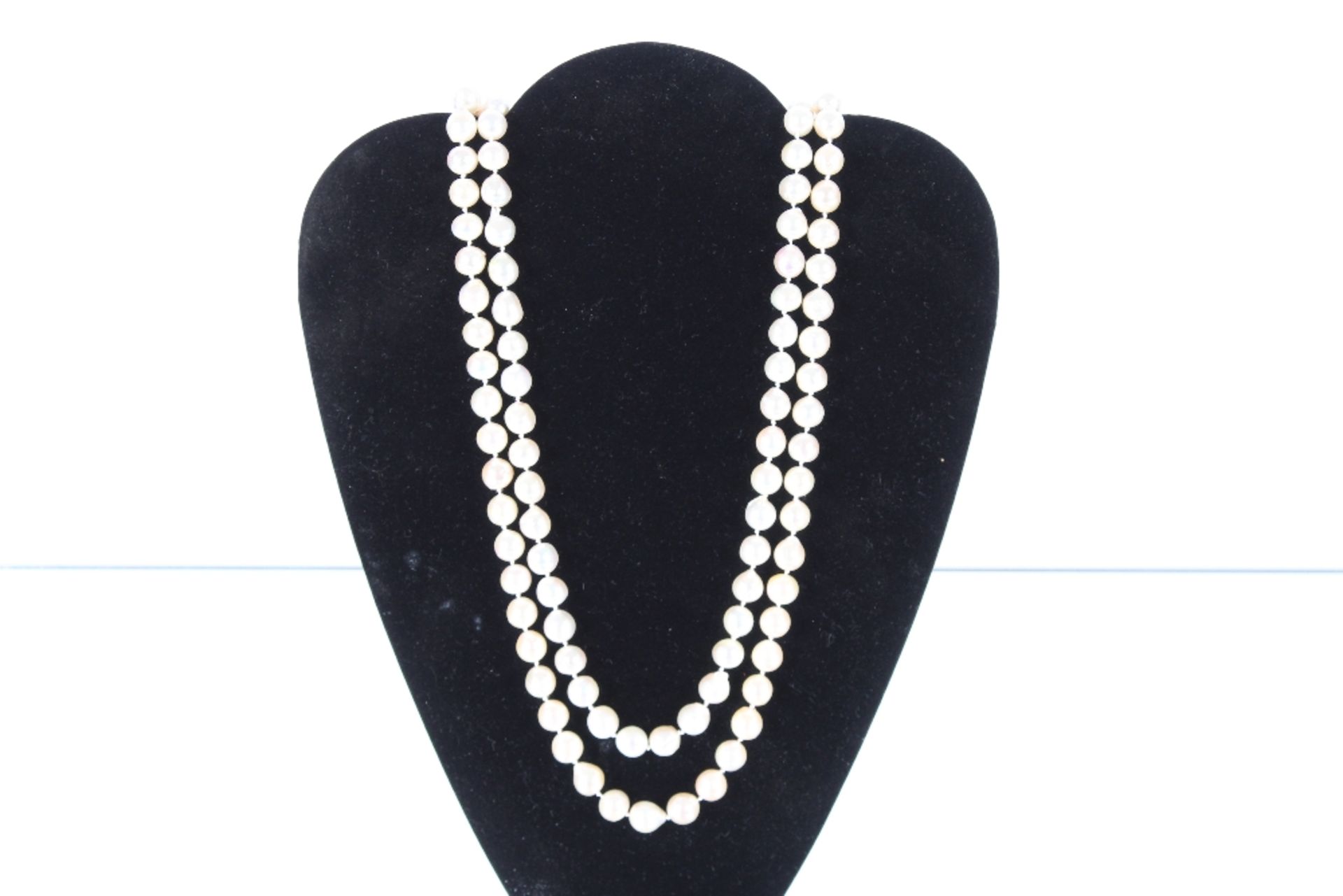 A pearl double strand necklace with silver pearl set clasp, 77cm long, total weight 169gms - Image 2 of 5