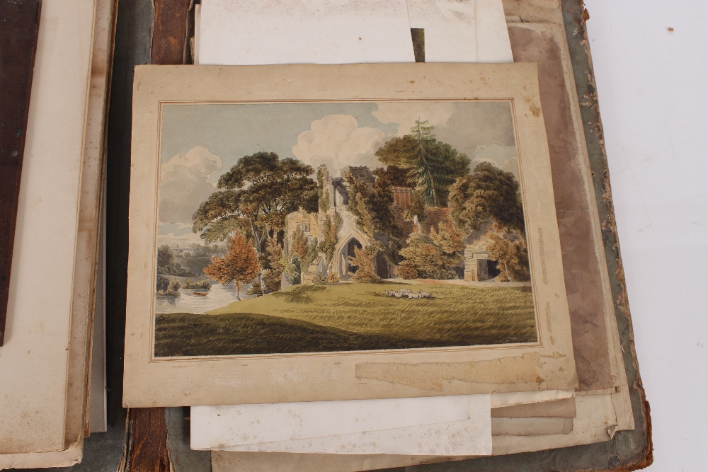 An interesting 19th Century folio containing small Norwich school oil on panel of a windmill; oil on - Image 31 of 80