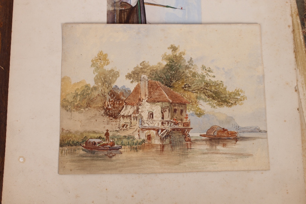 An interesting 19th Century folio containing small Norwich school oil on panel of a windmill; oil on - Image 21 of 80